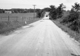 Boys running down the right side of a road