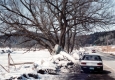 View of Winooski River ice jam next to Road