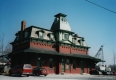 Brick building with a mansard roof