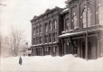 Storefronts in the snow