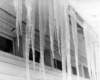 Icicles on a roof.