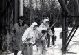 Two Women Load the T-Bar at the Dutch Hill Ski Resort
