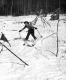 Woman Racing on Ski Course