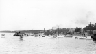 Boats on the docks of the Lake Champlain Yacht Club