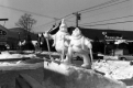 Winter Carnival Snow Sculpture - 2 Snowmen Skiers