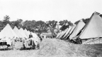 Tents Camping in Front of Veterans Home
