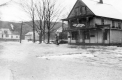 Grocery store and flooded street