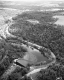Aerial View of Winooski River Dam and Railroad Tracks
