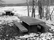 Concrete Picnic Tables on Route 117 in Jericho