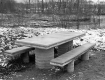 Concrete Picnic Tables on Route 109 in Jeffersonville