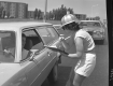 Female Traffic Surveyor and Stopped Car on Williston Road