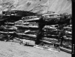 Car Crushing Site In Richmond, Stacks of Crushed Cars