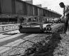 Concrete Screening Machine on Norwich-Thetford Section of I-91, Placing Median Forms in Place with Man