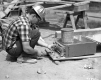 Concrete Screening Machine on Norwich-Thetford Section of I-91, Man Testing Concrete 2