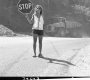 Diane Poole Holding a Stop Sign
