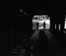 Bikers on Wooden Covered Bridge