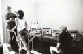 A woman on a treadmill in a testing lab