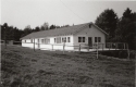 Black and white dining hall and fences